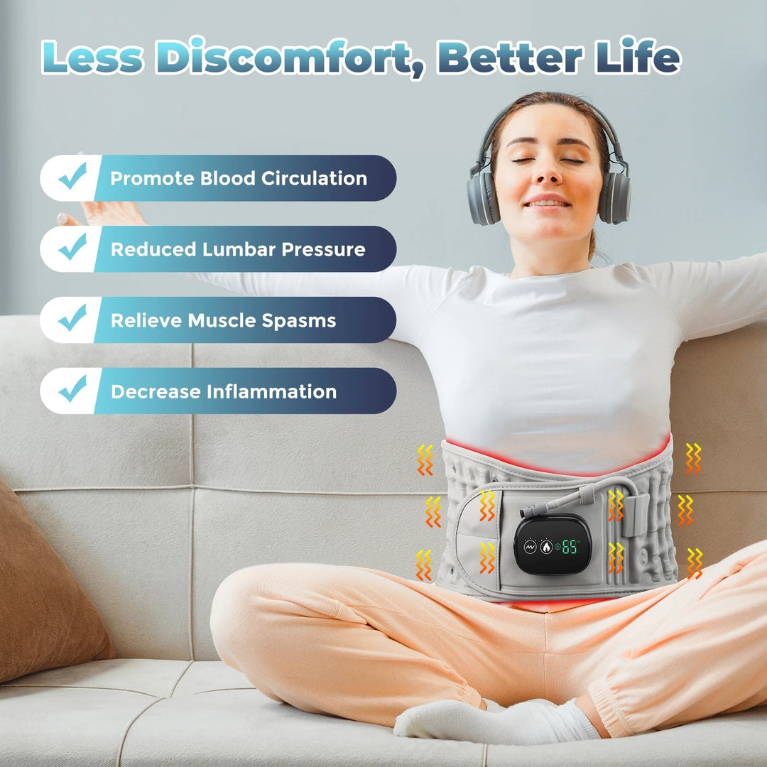 Heated Lumbar Traction Belt for Lower-Back Tension