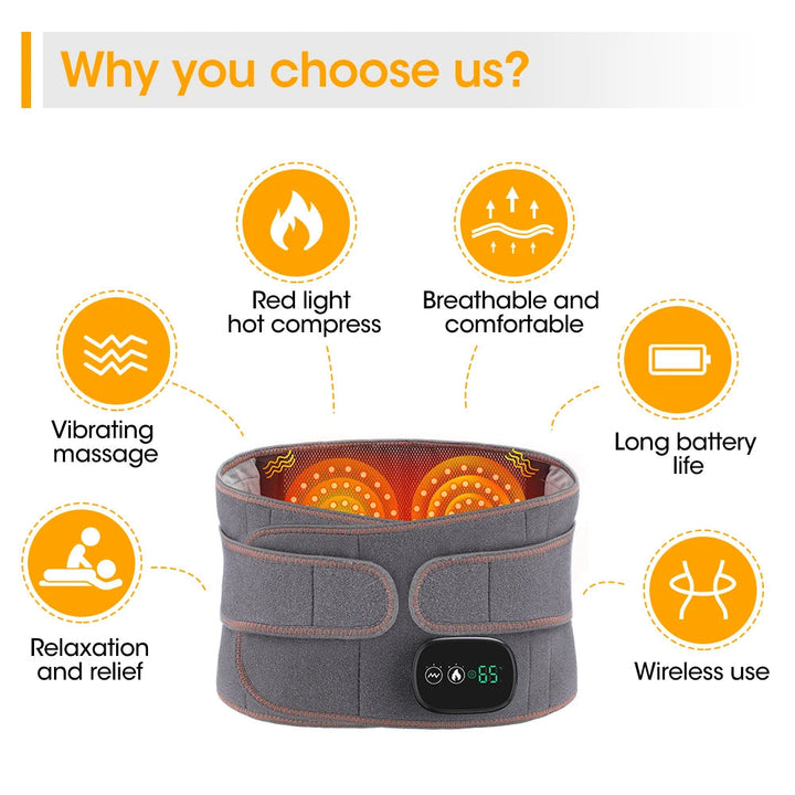 Heated Back Support Belt for Lower-Back Tightness