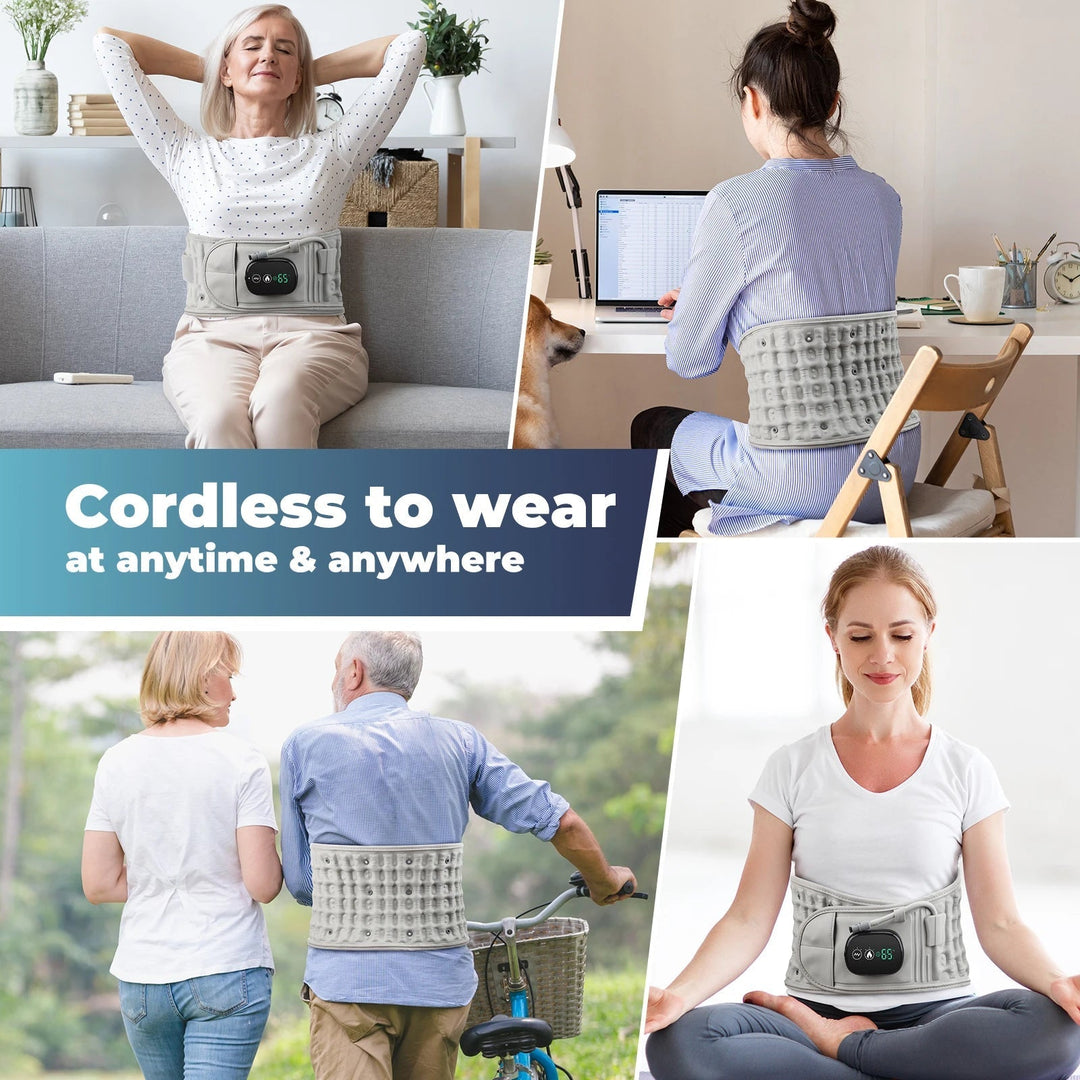 Heated Lumbar Traction Belt for Lower-Back Tension